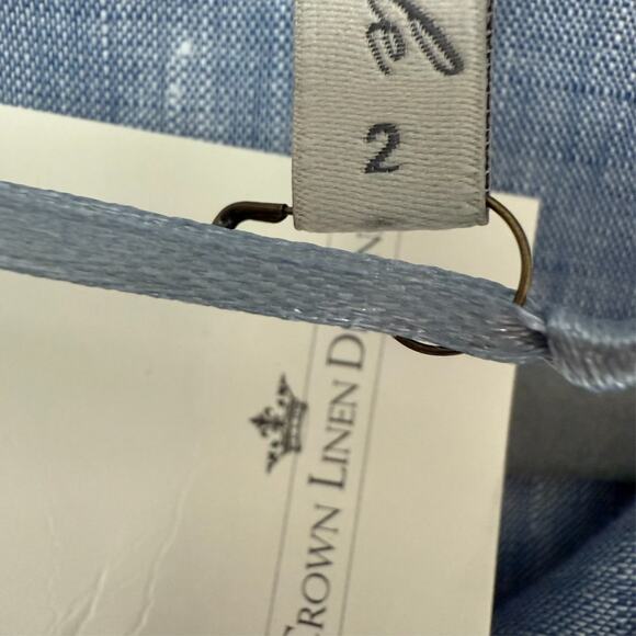 NWT Crown Linen Designs Shirt Dress Women 2 Blue Long Sleeve Coastal Oversized - Picture 10 of 10
